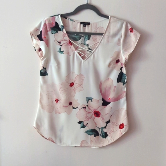 White floral print blouse, sizes xs - Picture 1 of 5